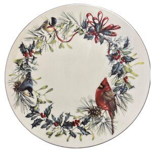 Lenox Winter Greetings Red Cardinal Cake Plate Fine China 11.5" Diameter FLAW